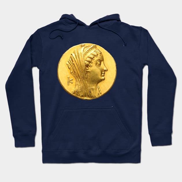 Arsinoe II Gold Coin Greek Egyptian Queen Hoodie by WillowNox7